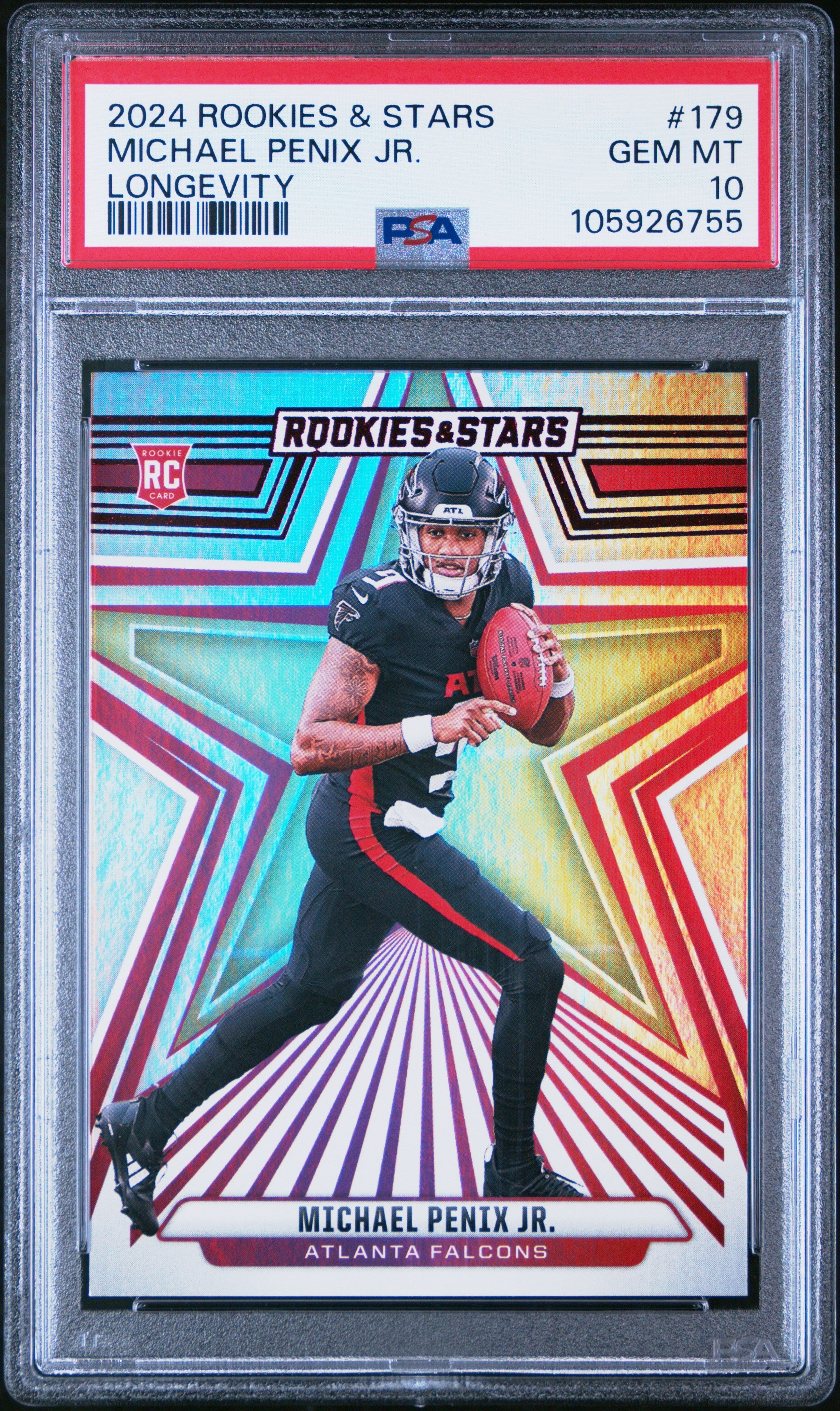 Graded 2024 Panini Rookies & Stars Michael Penix Jr #179 Longevity Rookie RC Football Card PSA 10 Gem Mint