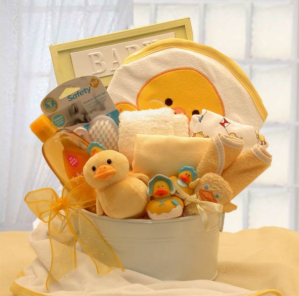 Bath Time Baby New Baby Basket-Yellow-  new baby gift basket - baby