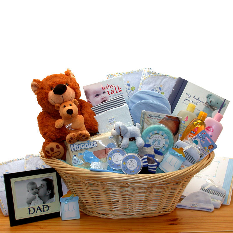 Deluxe Welcome Home Precious Baby Basket-Blue-  baby boy gift basket -