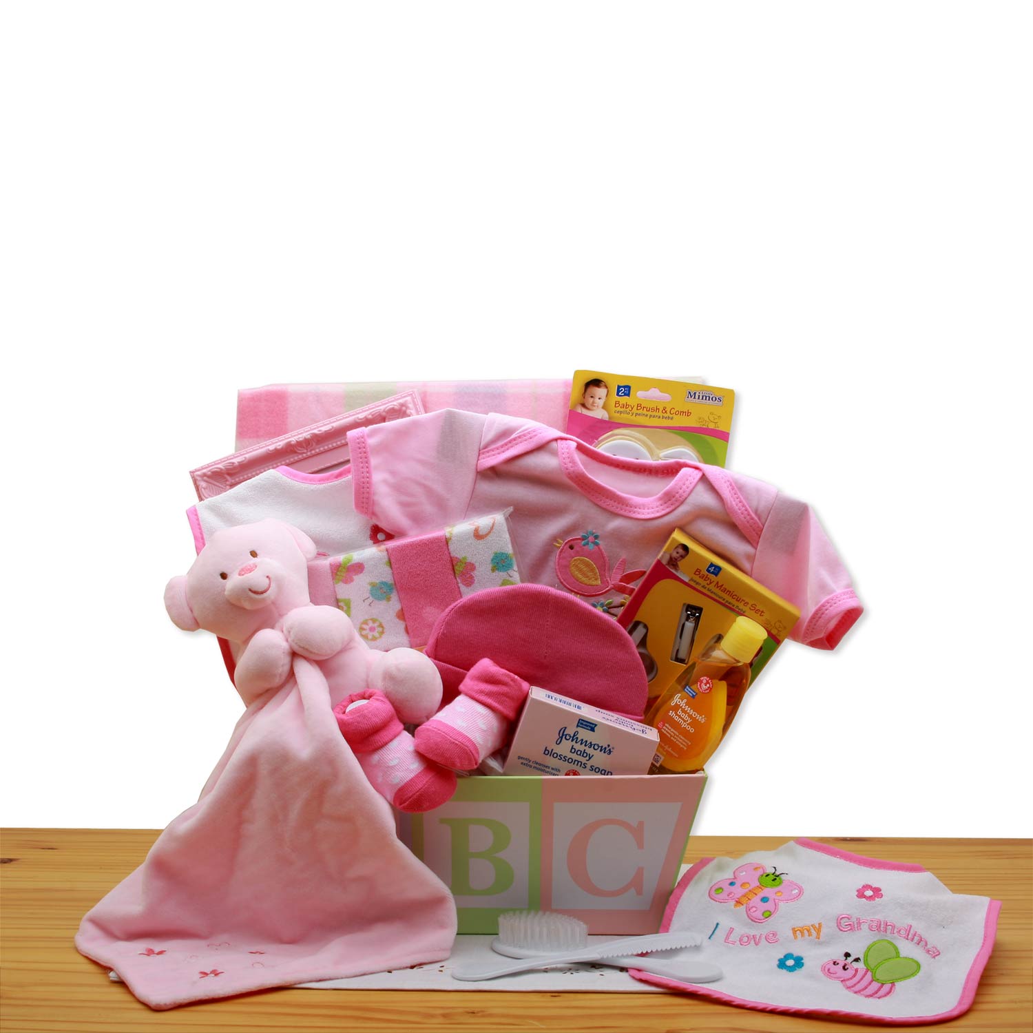 Easy as ABC New Baby Gift Basket - Pink-  baby girl gifts - new baby