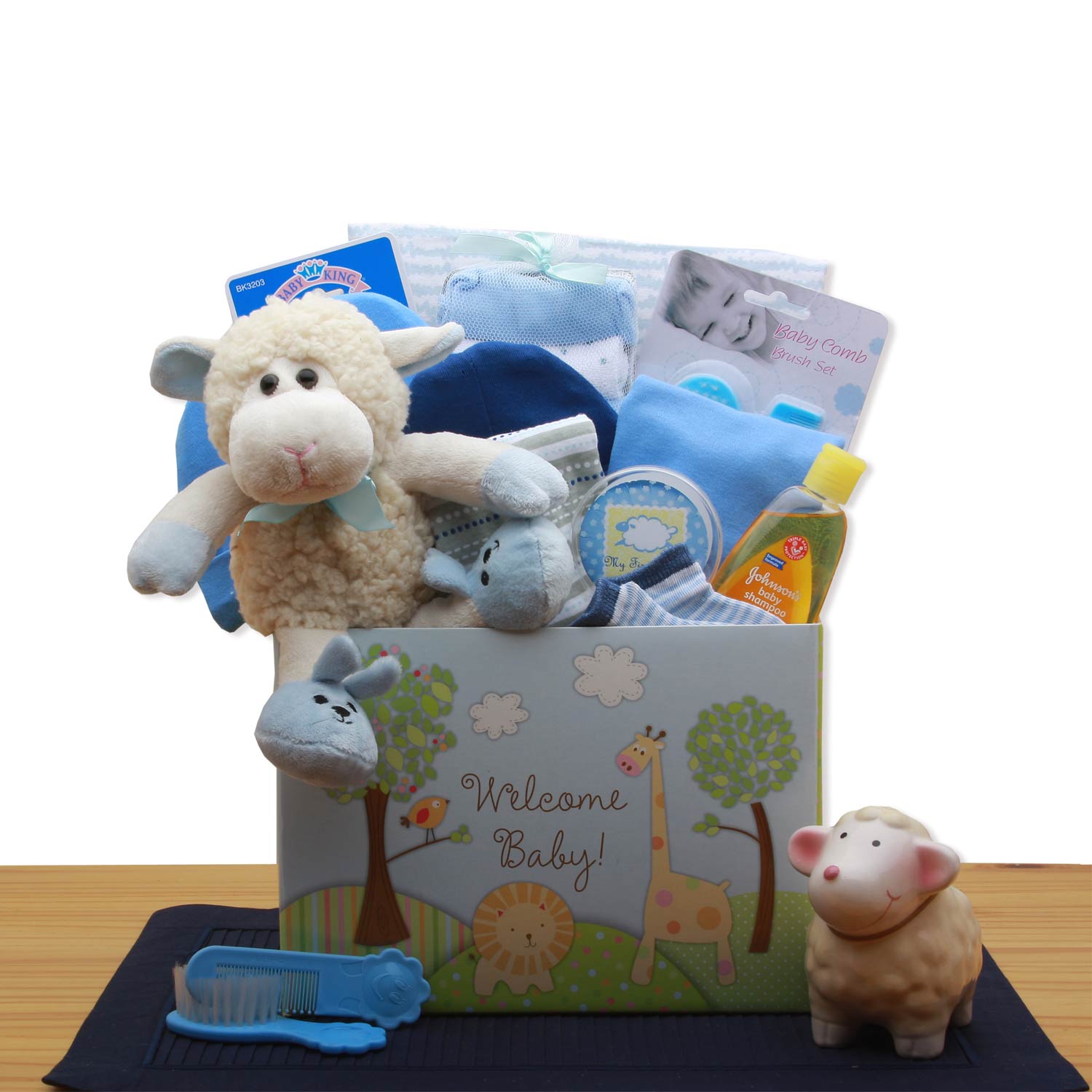 Welcome New Baby Gift Box - Blue-  baby boy gift basket - new baby