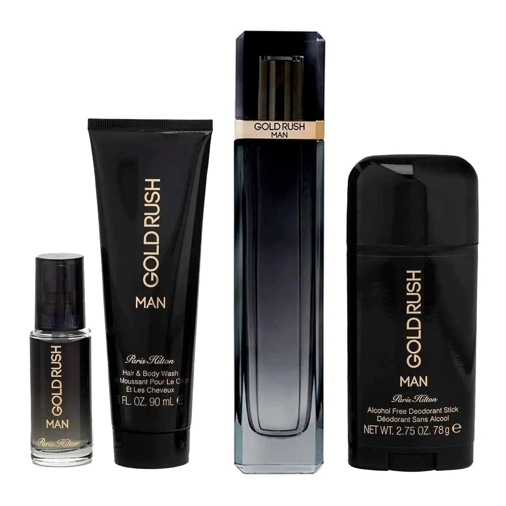 Gold Rush Man By Paris Hilton For Men 4Pcs Set EDT Spray