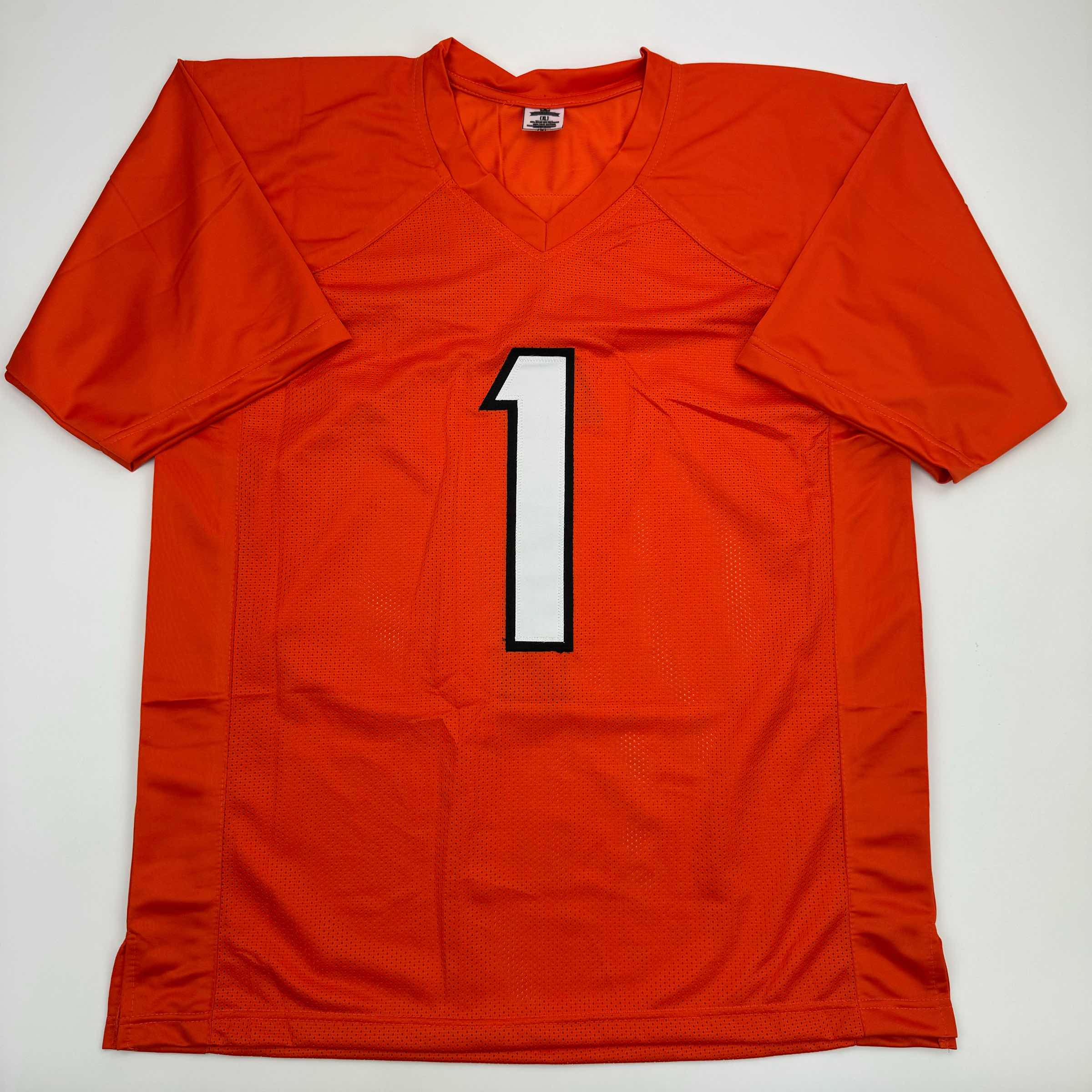 Autographed/Signed Ja'Marr Chase Cincinnati Orange Football Jersey JSA COA