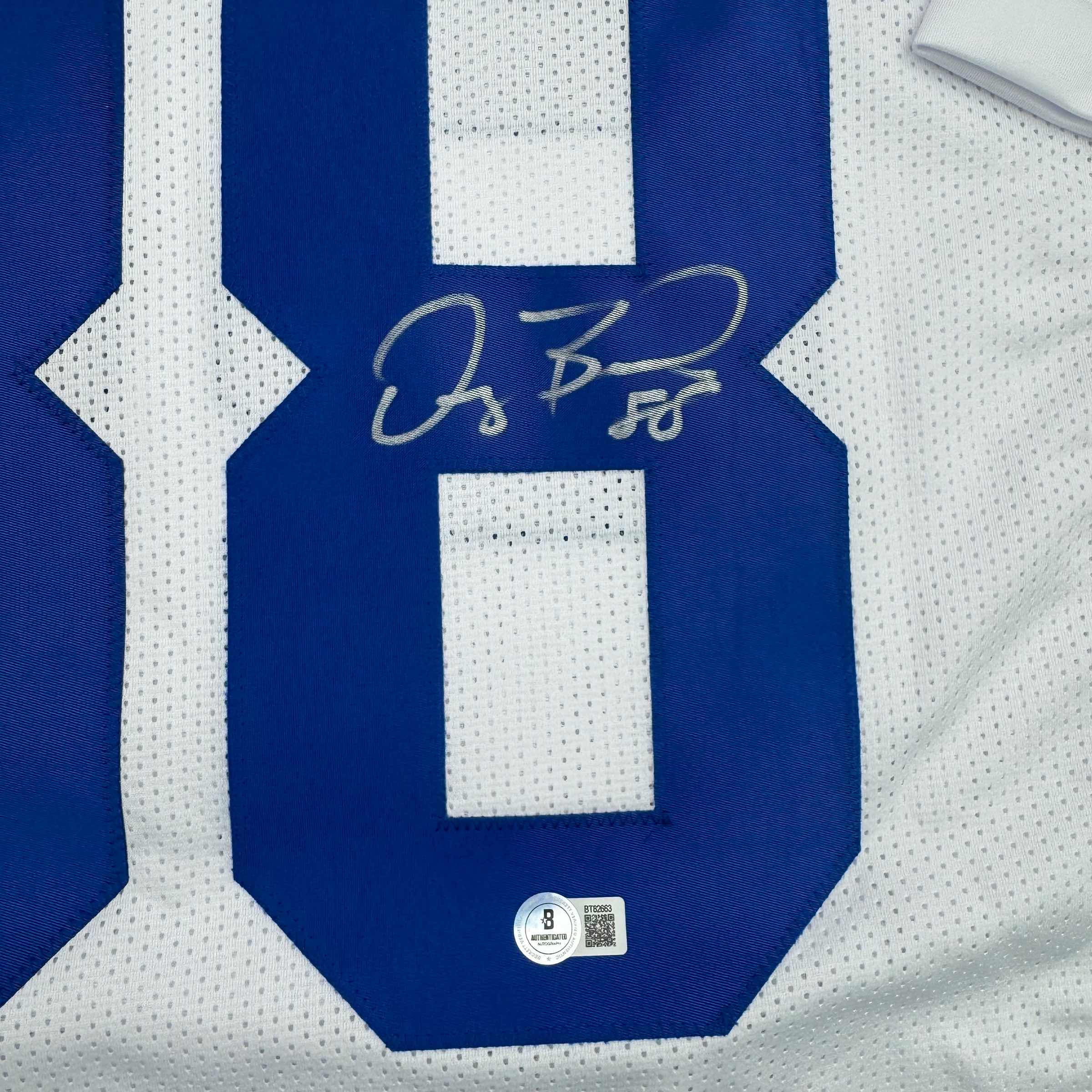Autographed/Signed Dez Bryant Dallas White Football Jersey Beckett BAS COA
