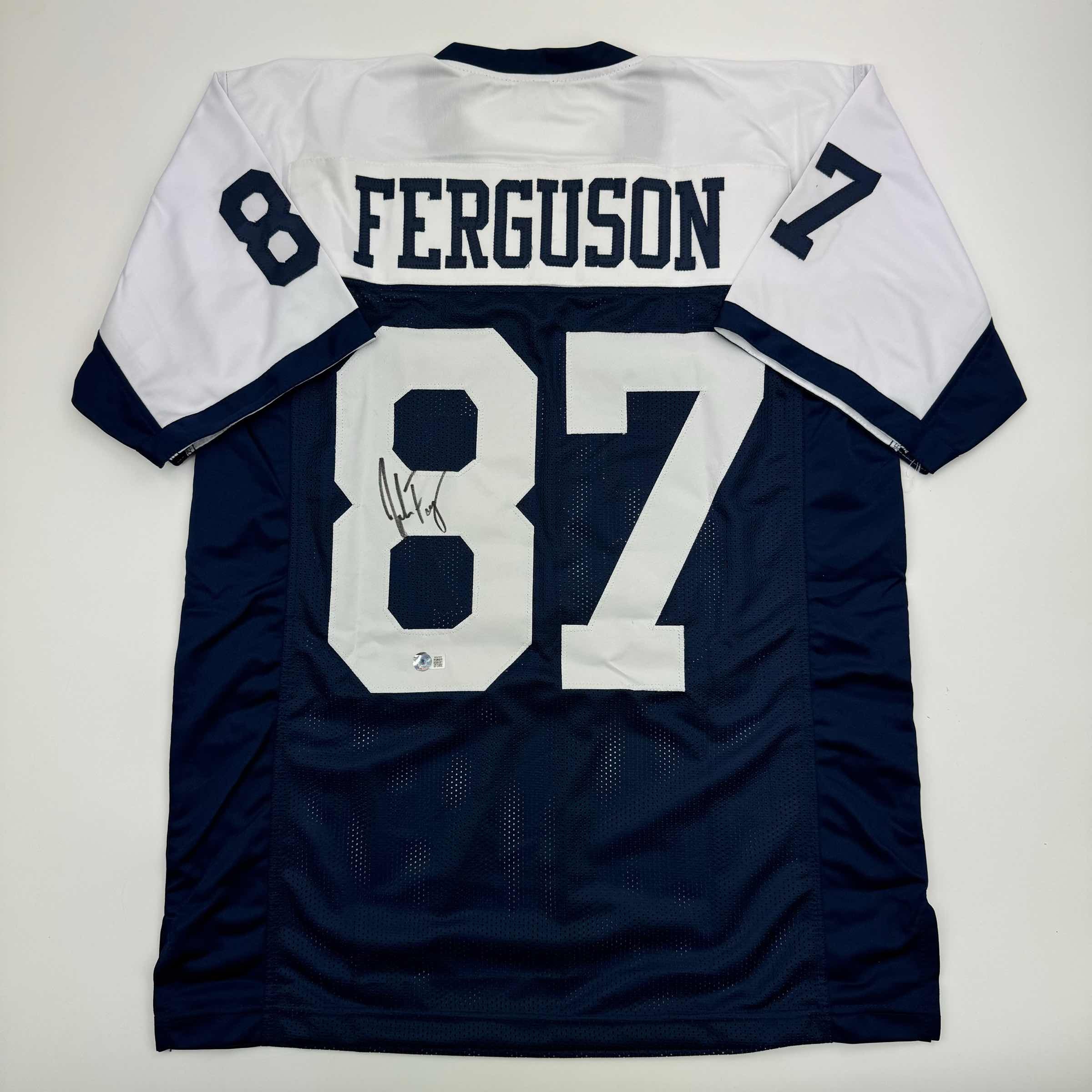 Autographed/Signed Jake Ferguson Dallas Thanksgiving Football Jersey Beckett BAS COA