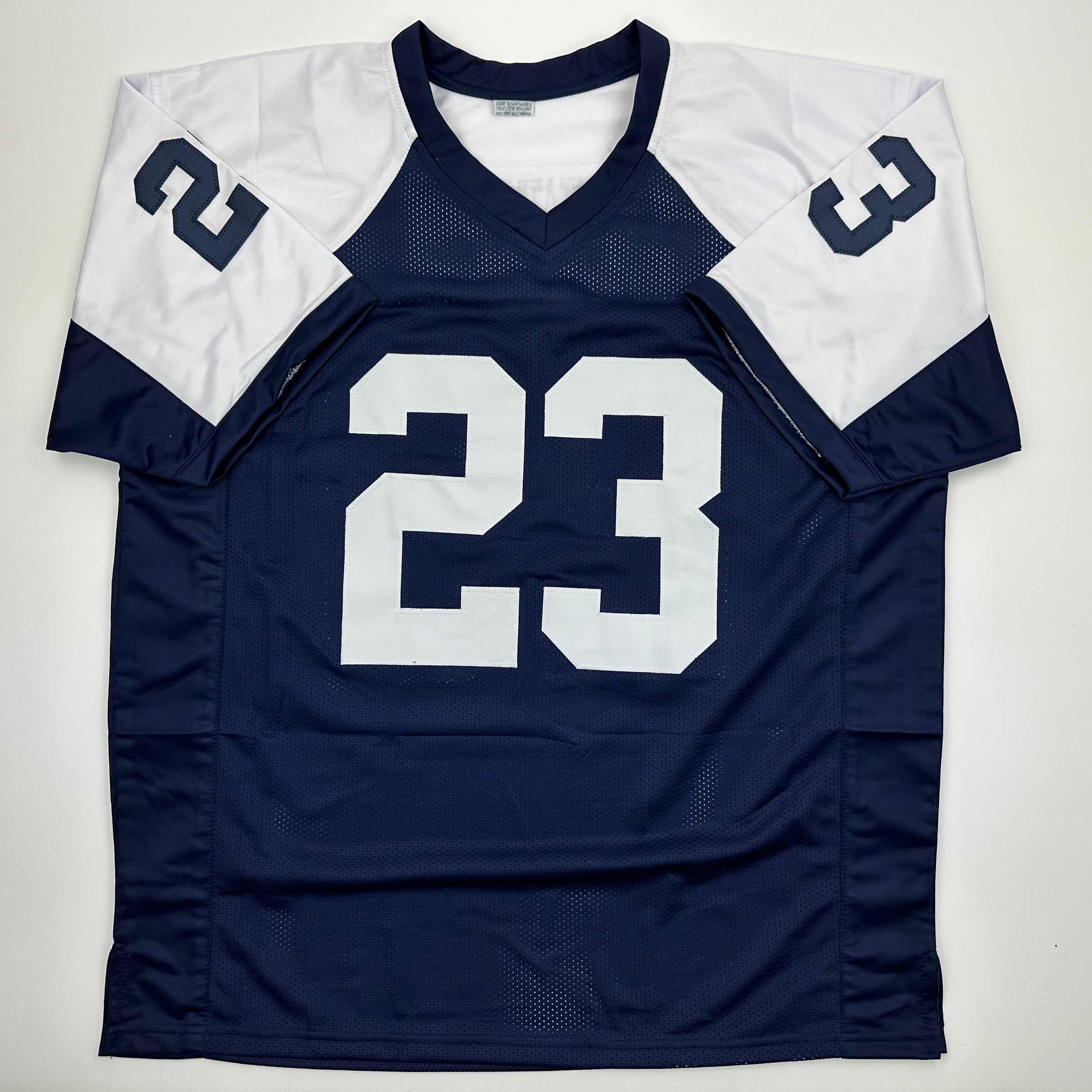 Autographed/Signed Rico Dowdle Dallas Thanksgiving Day Football Jersey Beckett BAS COA