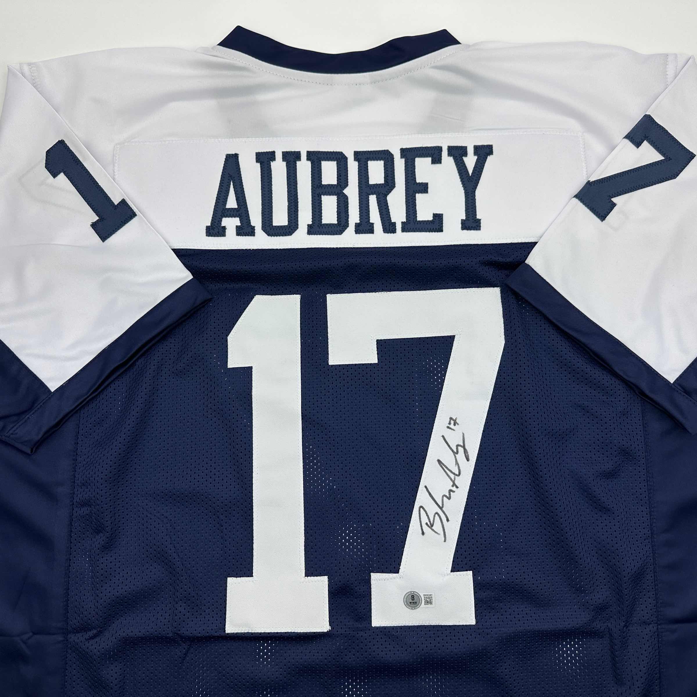 Autographed/Signed Brandon Aubrey Dallas Thanksgiving Day Football Jersey Beckett BAS COA