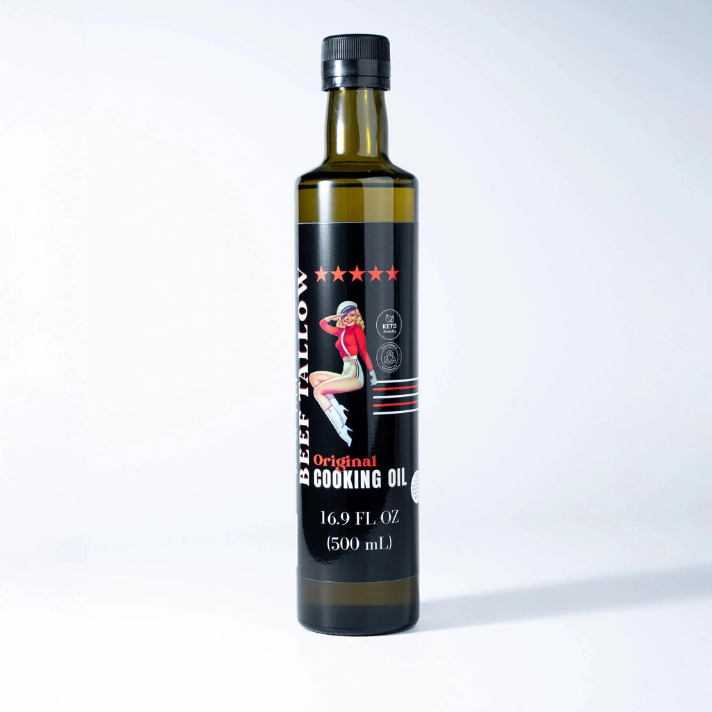 Lady May Tallow Cooking Oil Trio Bundle | Grass-Fed Beef Tallow & Olive Oil | Original, Rosemary Garlic & Lemon Pepper | Clean High-Heat Cooking from Our Restaurant Kitchen