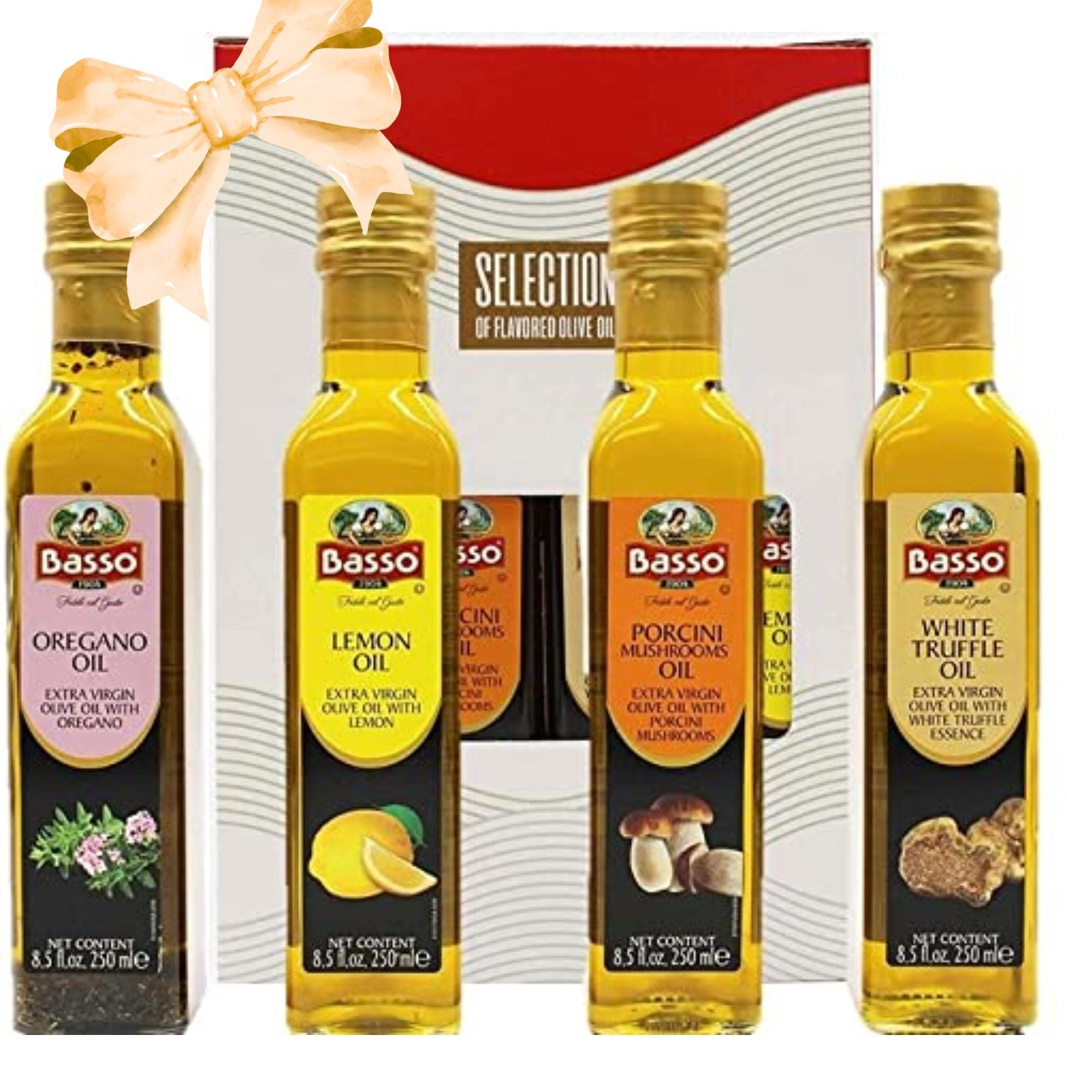 Basso 1904 Infused Extra Virgin Olive Oil Gift Set – 4 x 8.5 fl. oz (250 ml)