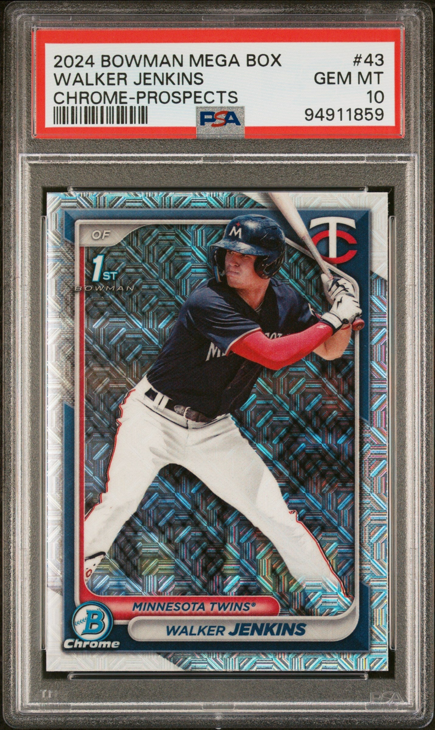 Graded 2024 Topps Bowman Mega Box Walker Jenkins #43 Rookie RC Baseball Card PSA 10 Gem Mint