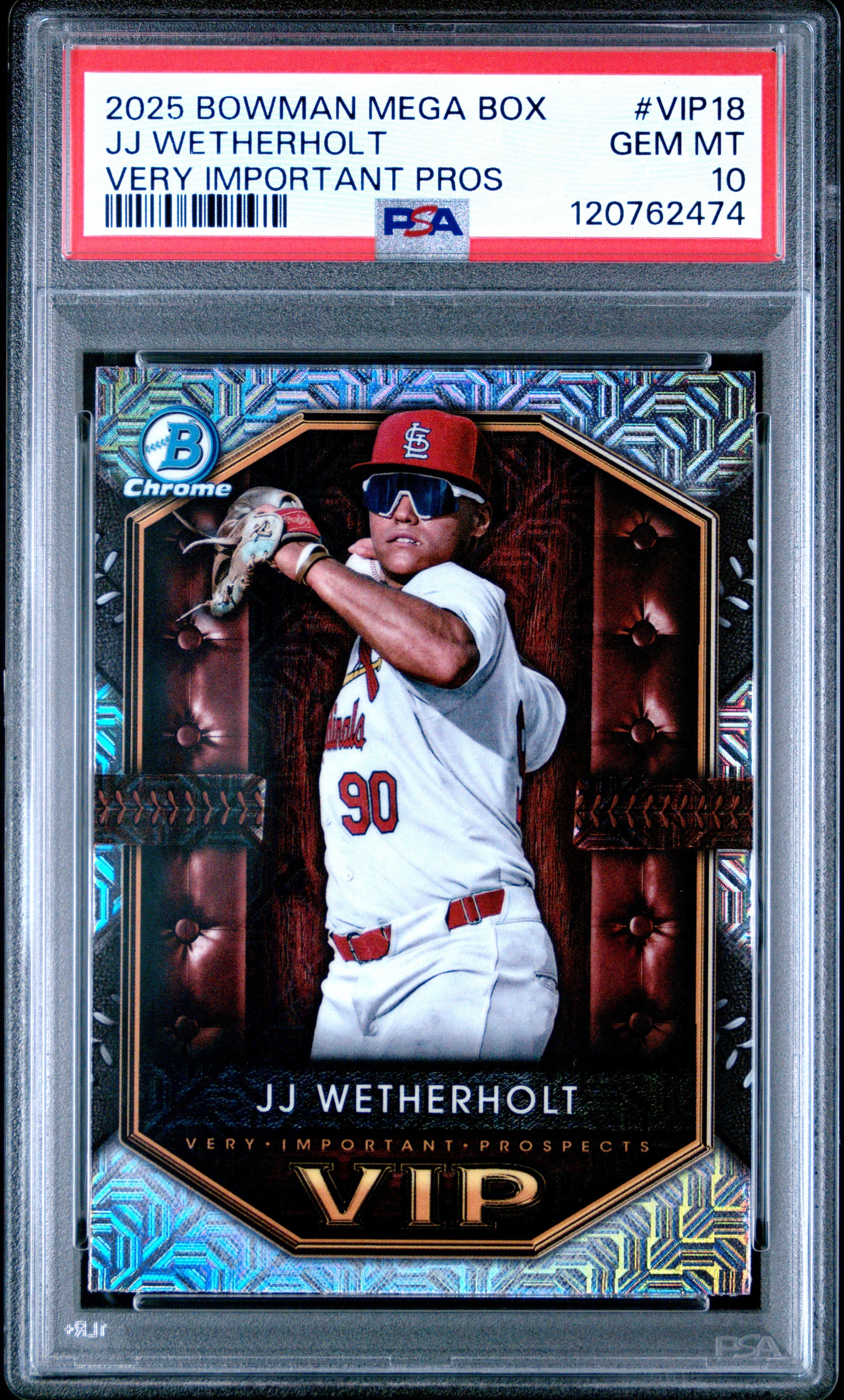 Graded 2025 Topps Bowman Mega Box JJ Wetherholt #VIP18 Very Important Prospects Rookie RC Baseball Card PSA 10 Gem Mint
