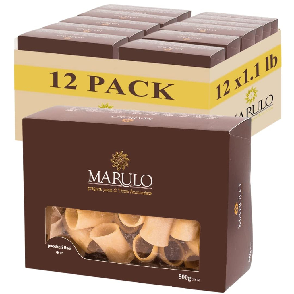 Marulo Paccheri Pasta, Artisan Bronze Die-Cut Pasta, Pack of 12 x 1.1 lb