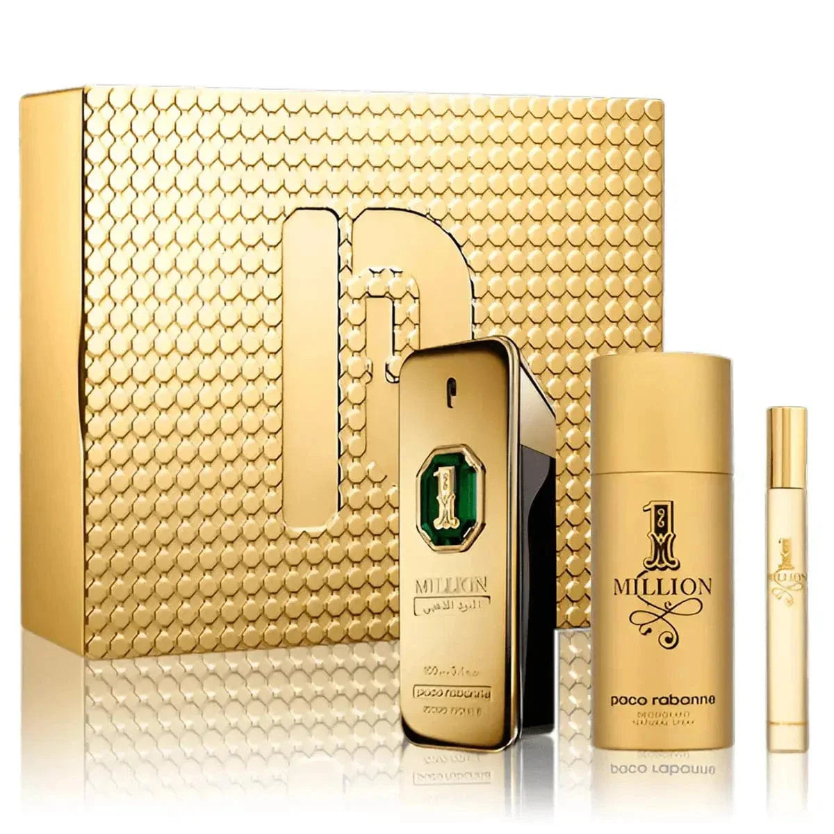 1 Million Gold Oud By Paco Rabanne For Men 3Pcs Set Parfum Spray