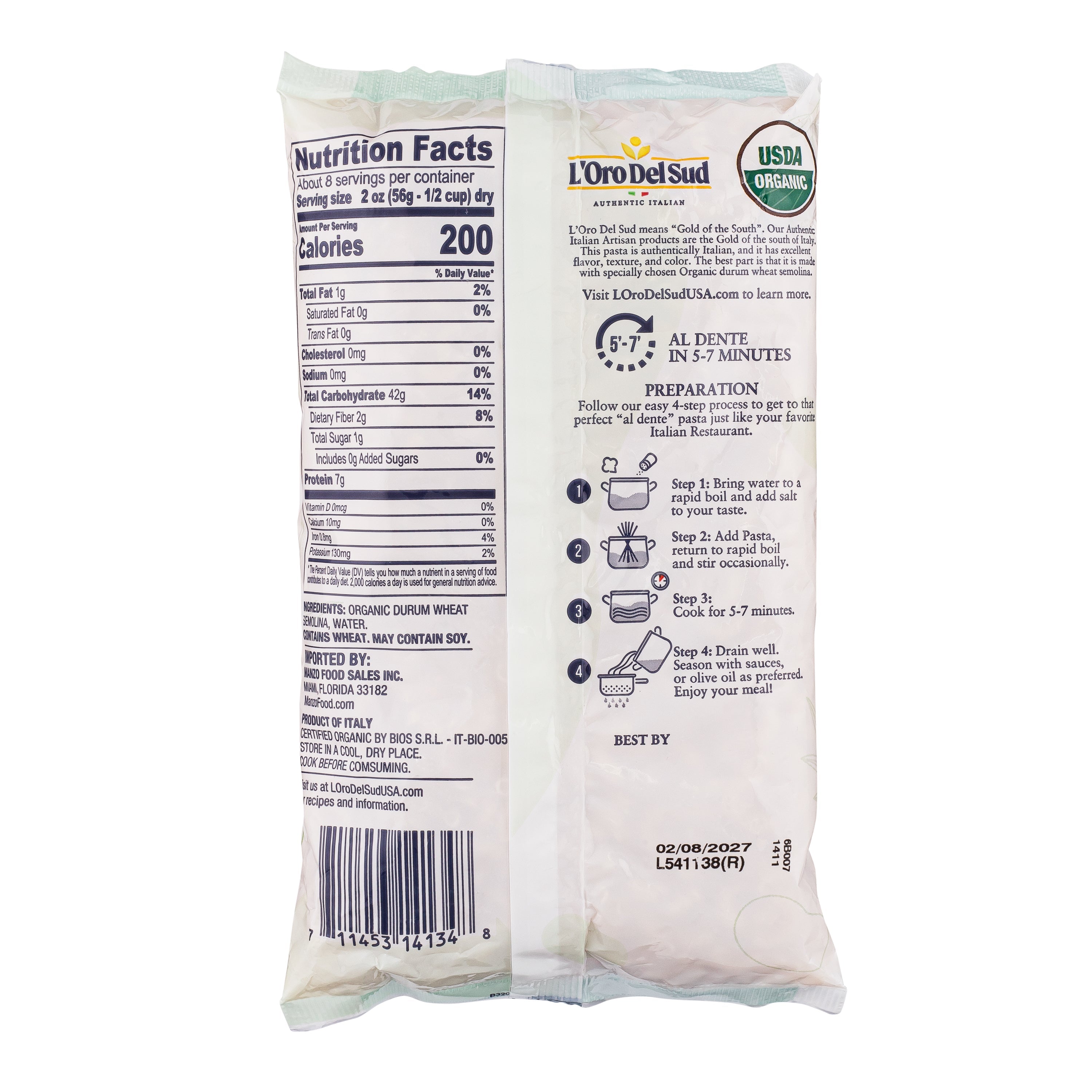 L'Oro Del Sud, Organic Elbows Pasta, 20 Pack x 1 lb