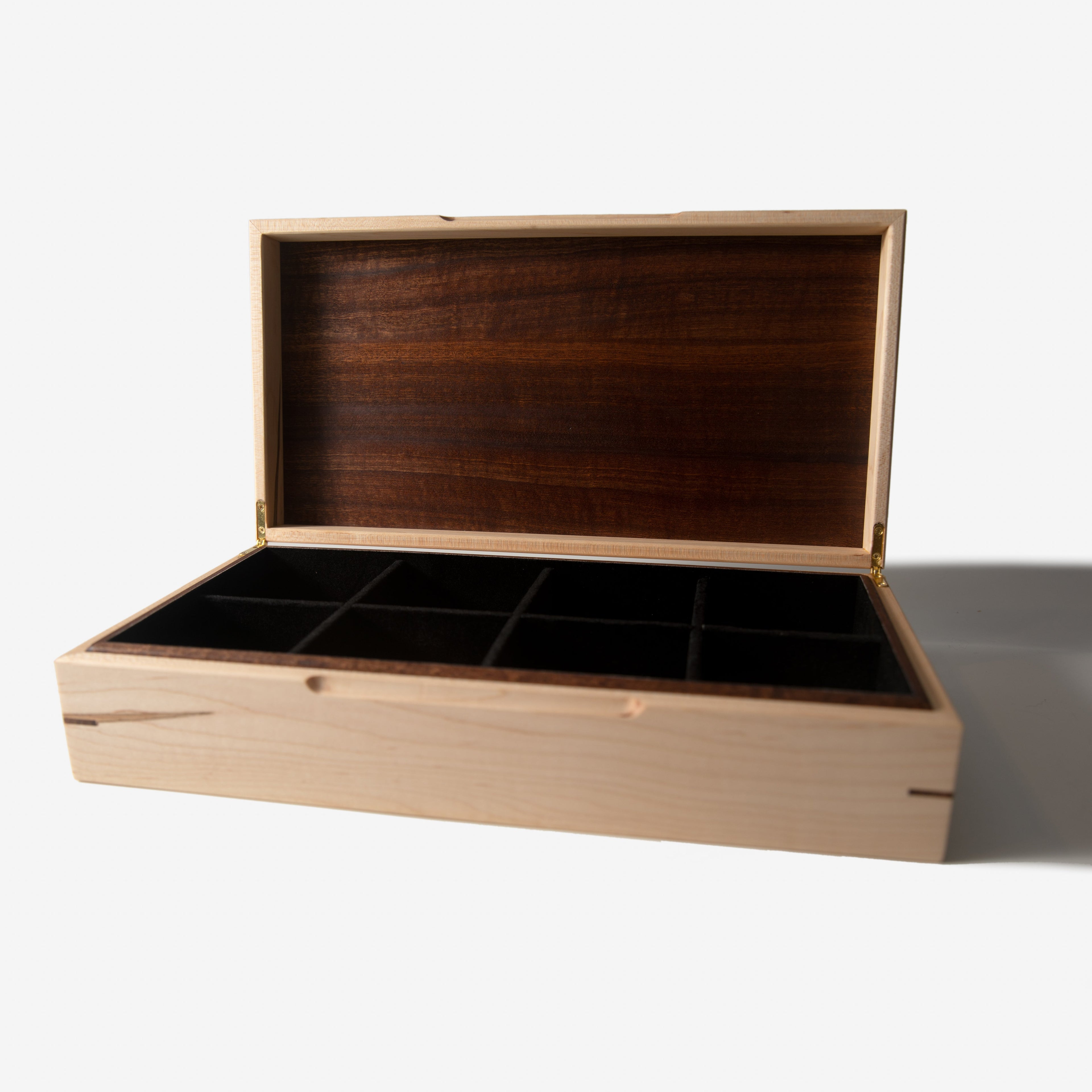 Watch Box - Curly Maple and Sapele Mahogany - 8 Watch Compartments