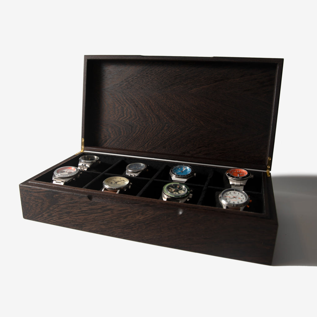 Watch Box - Wenge Hardwood - 8 Watch Compartments