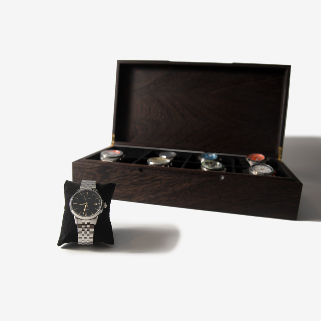 Watch Box - Wenge Hardwood - 8 Watch Compartments