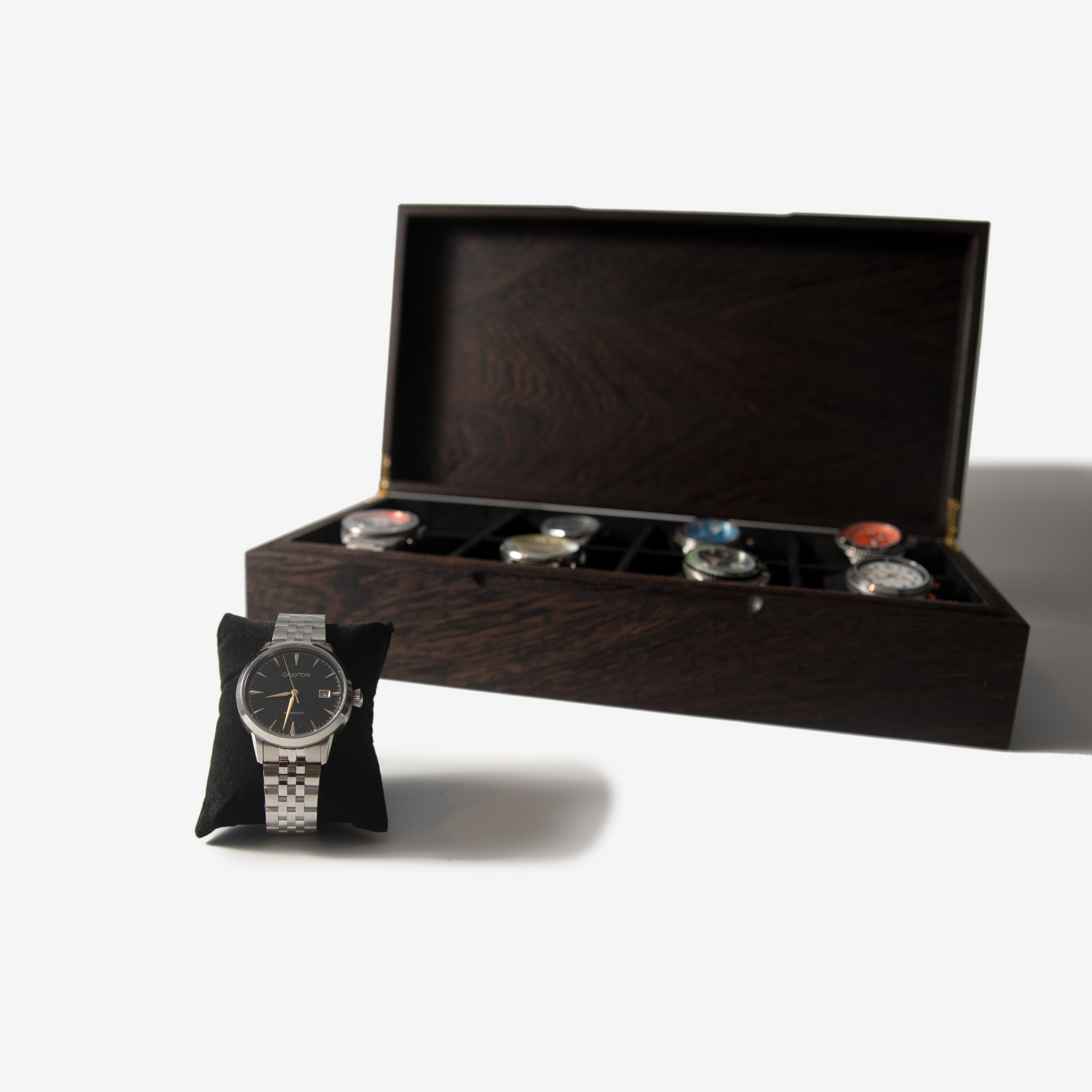 Watch Box - Wenge Hardwood - 8 Watch Compartments