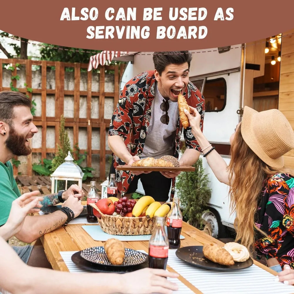 Reversible Gift Set of 6 Acacia Wood Chopping and Serving Tray