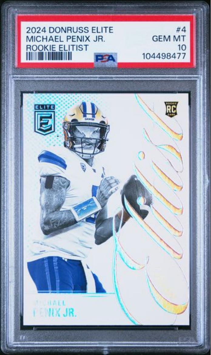 Graded 2024 Panini Donruss Elite Michael Penix Jr #4 Rookie Elitist Rookie RC Football Card PSA 10 Gem Mint