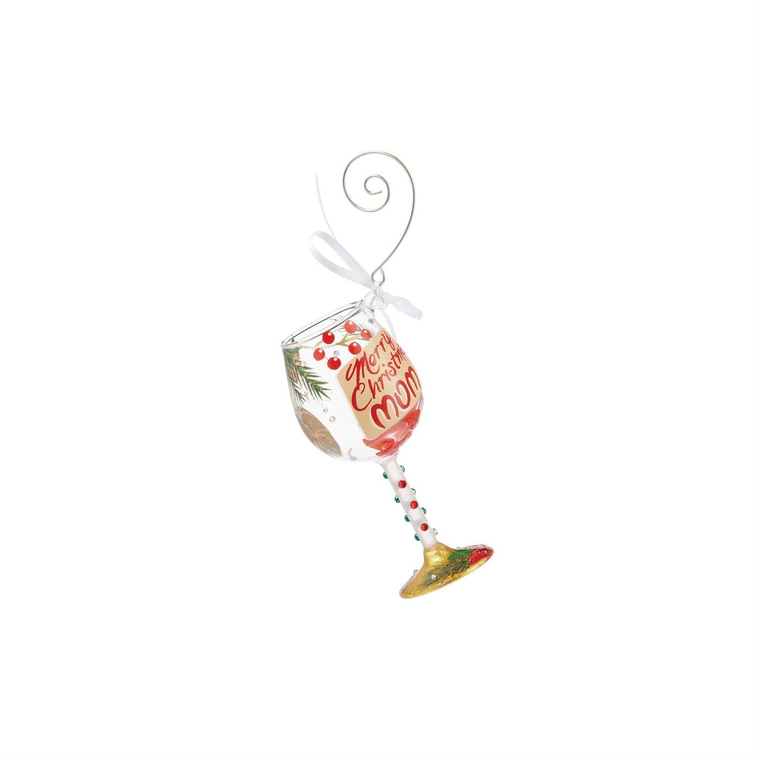 Merry Christmas Mom - Wine Glass Ornament