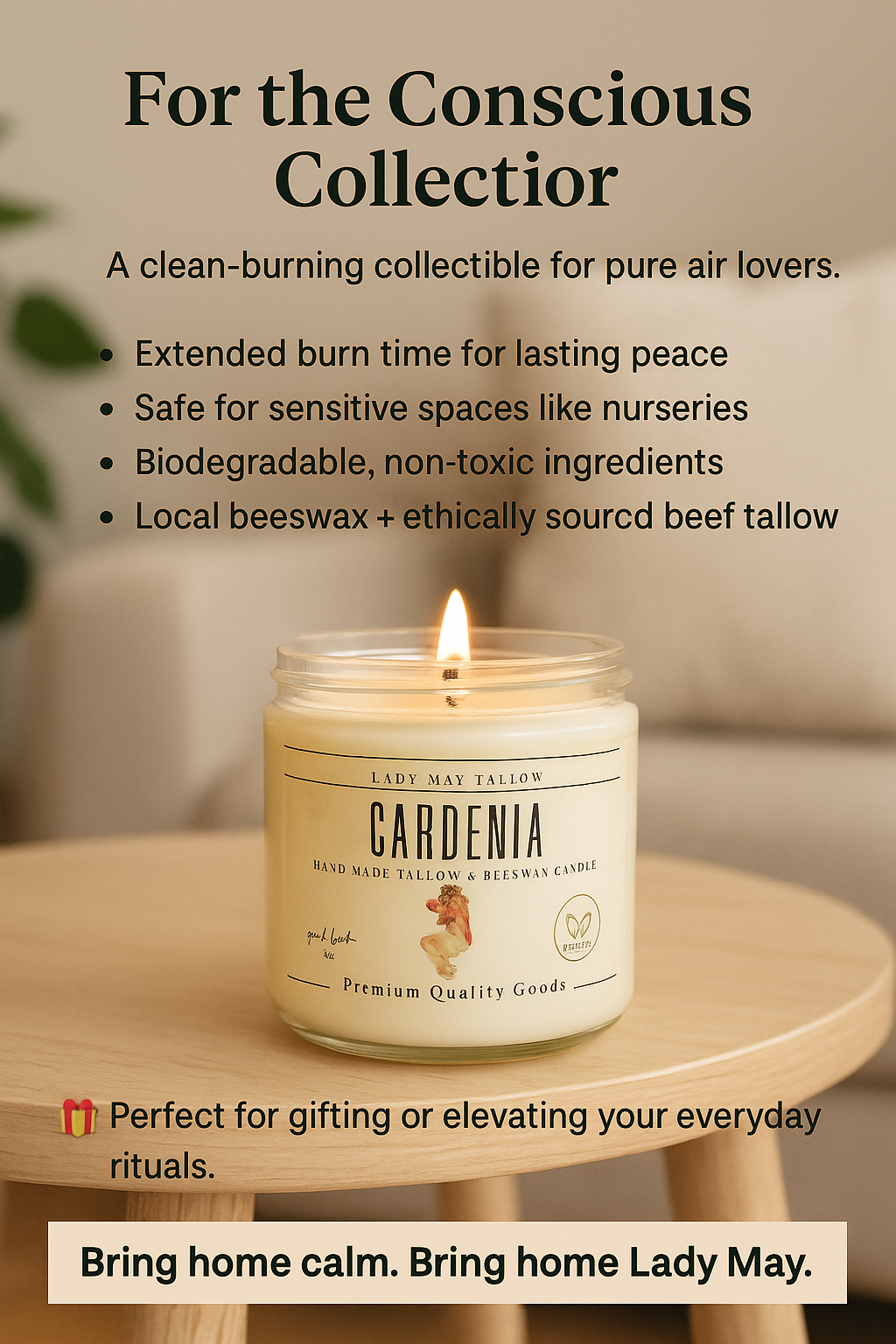 Deluxe Tallow Skincare Gift Set - 6-Piece Grass-Fed Bundle with Candle & Soaps