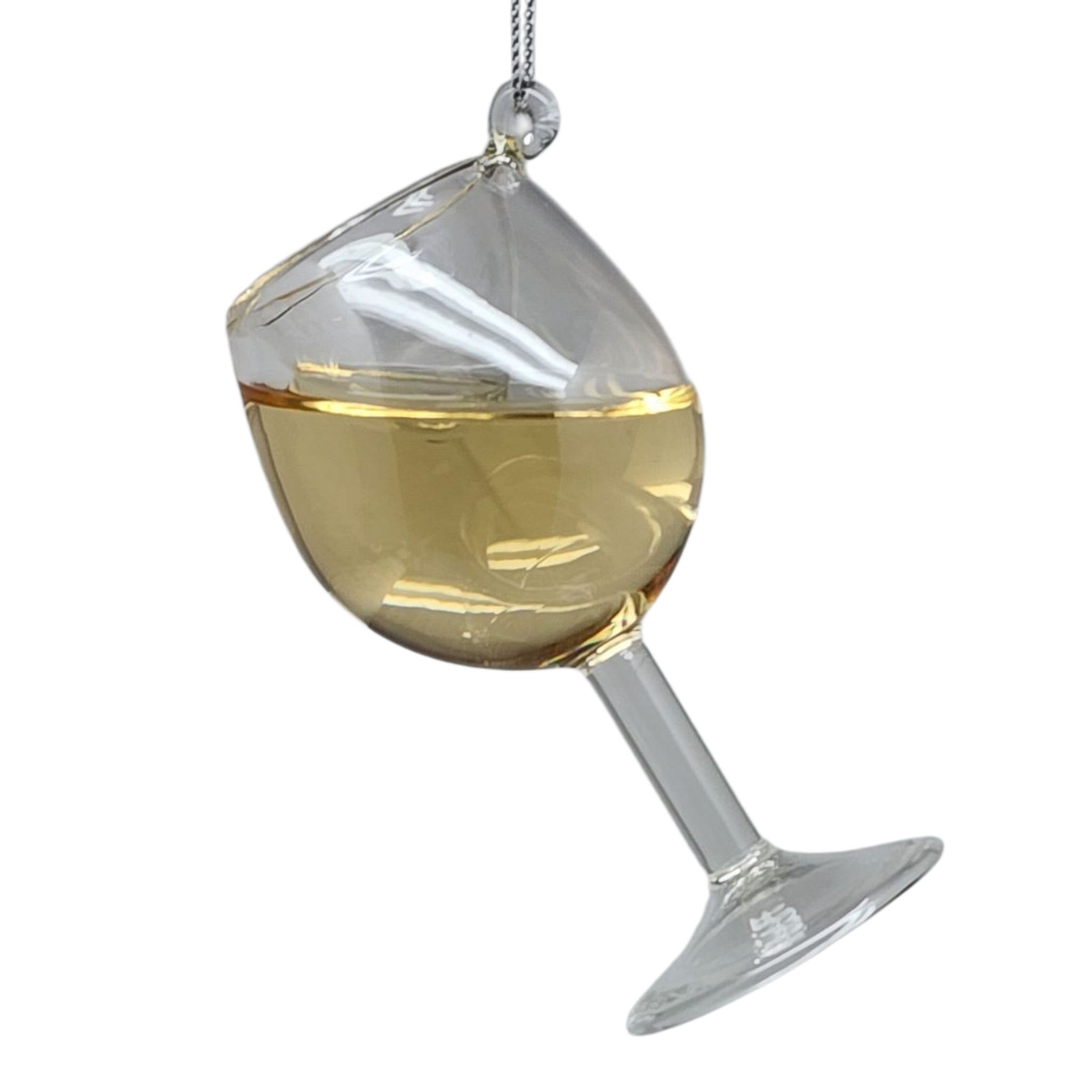 Glass Wine Glass Ornament - Chardonnay