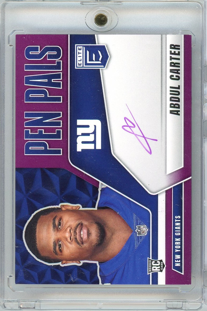 2025 Donruss Elite Pen Pals Purple Abdul Carter #PPACA Auto Rookie RC Football Card