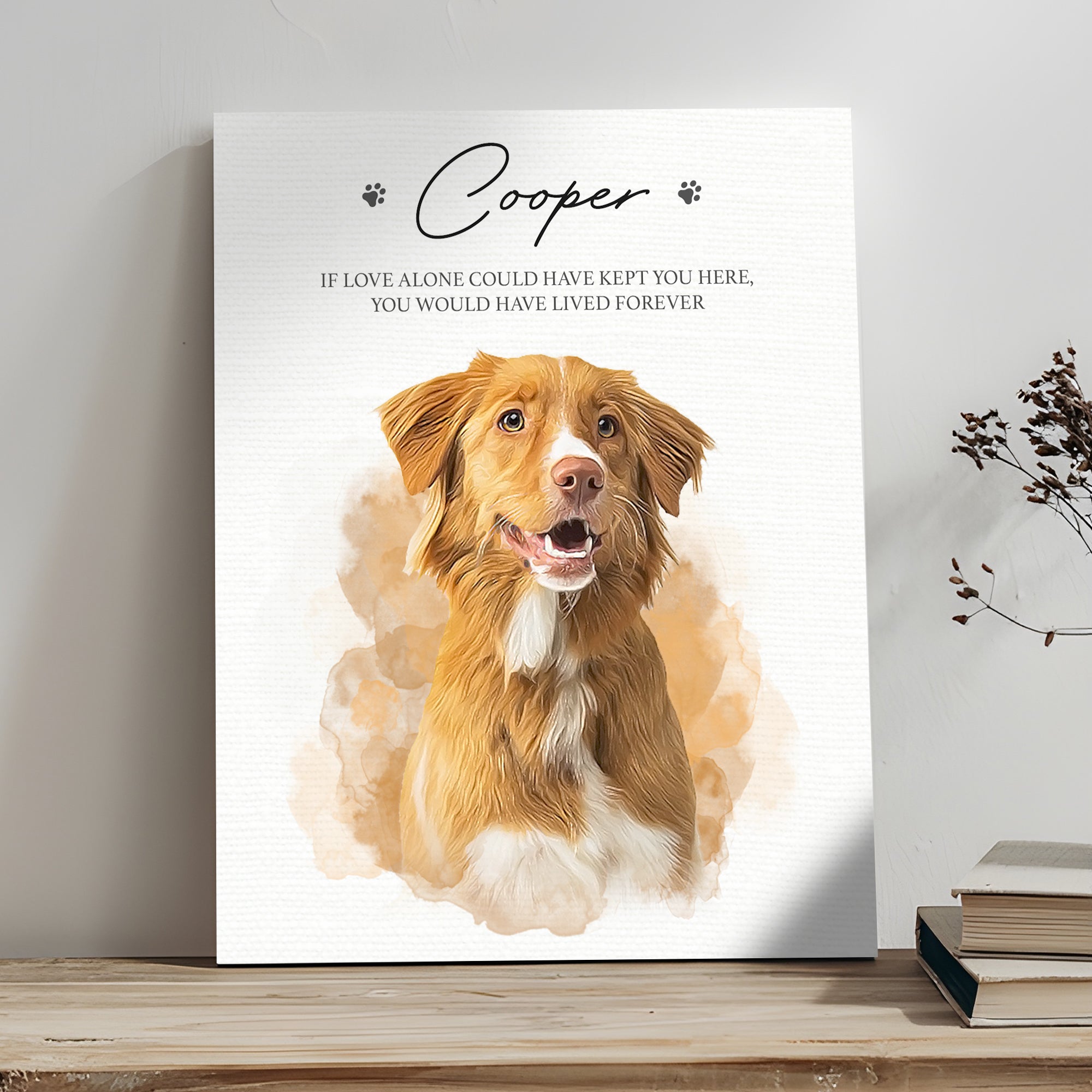 Pet Memorial Portrait Watercolor Sign If Love Alone