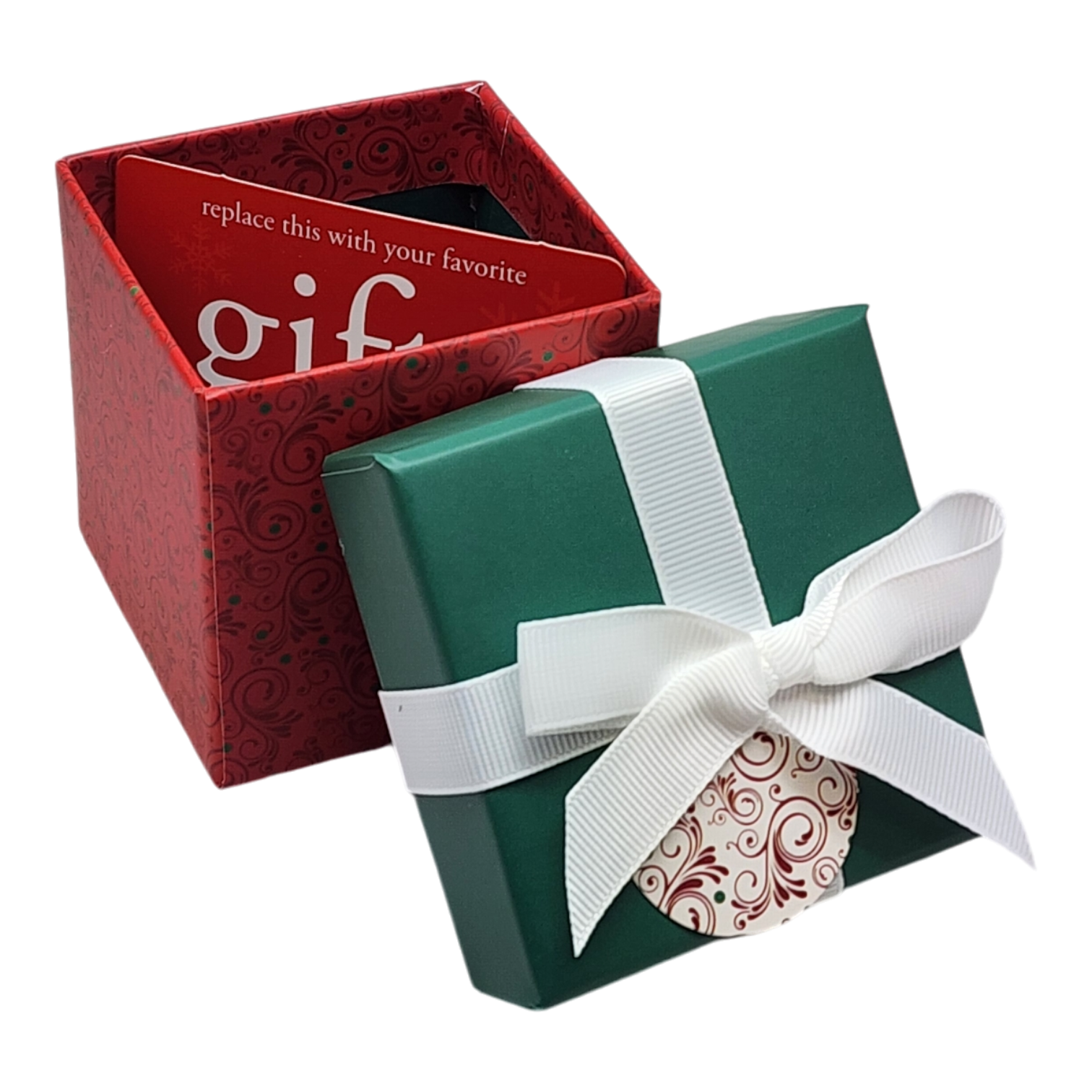 Gift Box Cube for Gift Cards - 3" x 3" - Burgandy Swirl