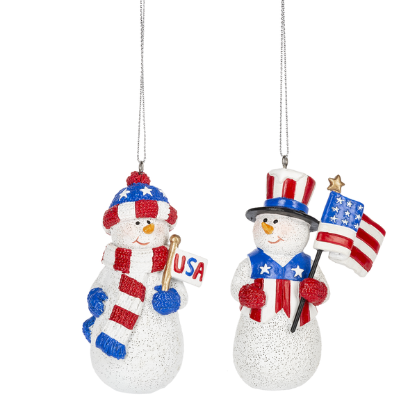 Patriotic Snowman Ornament -