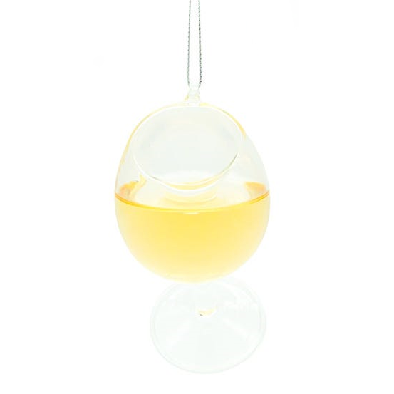 Glass Wine Glass Ornament - Chardonnay
