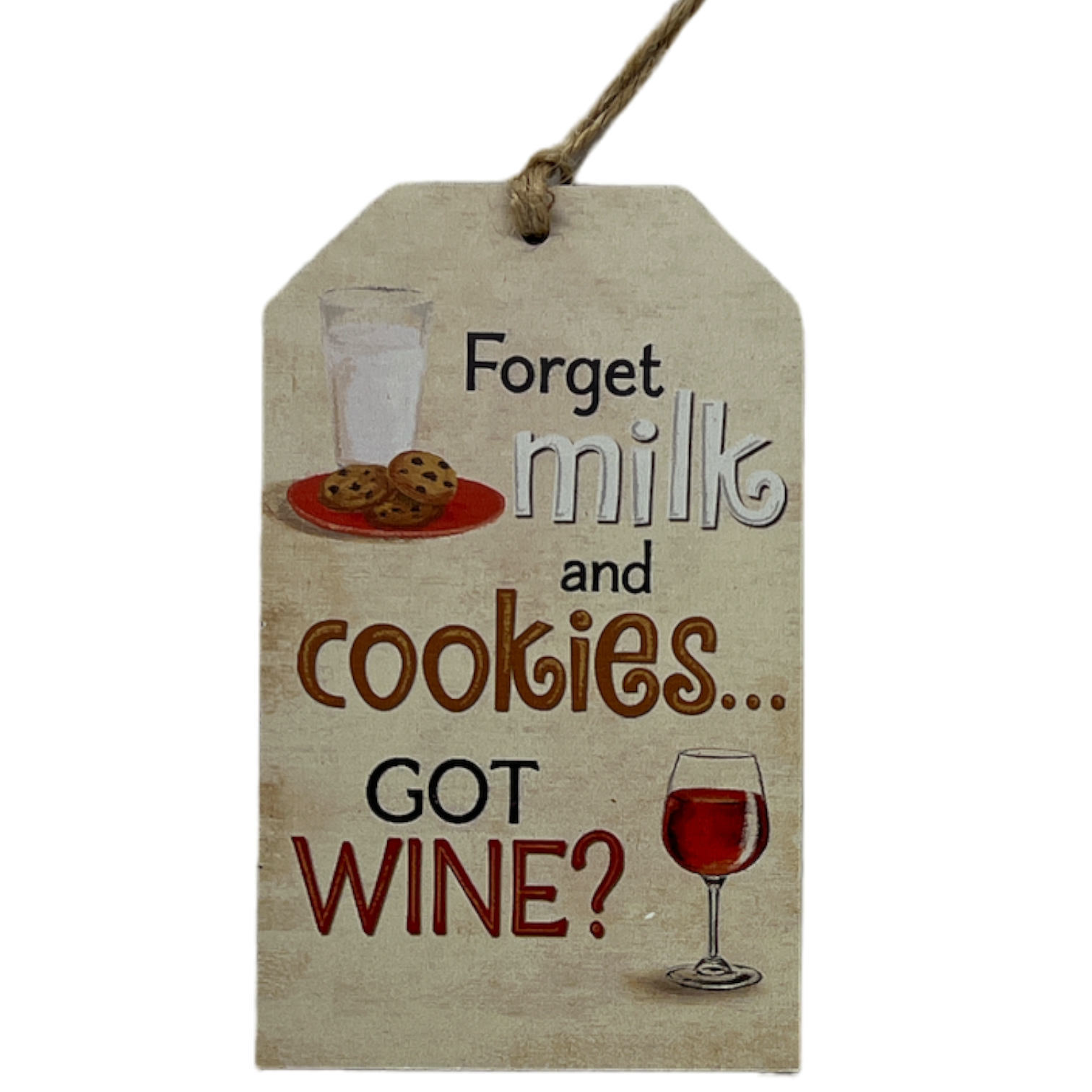 Wooden Plaid Gift Tag Ornament - Got Wine?